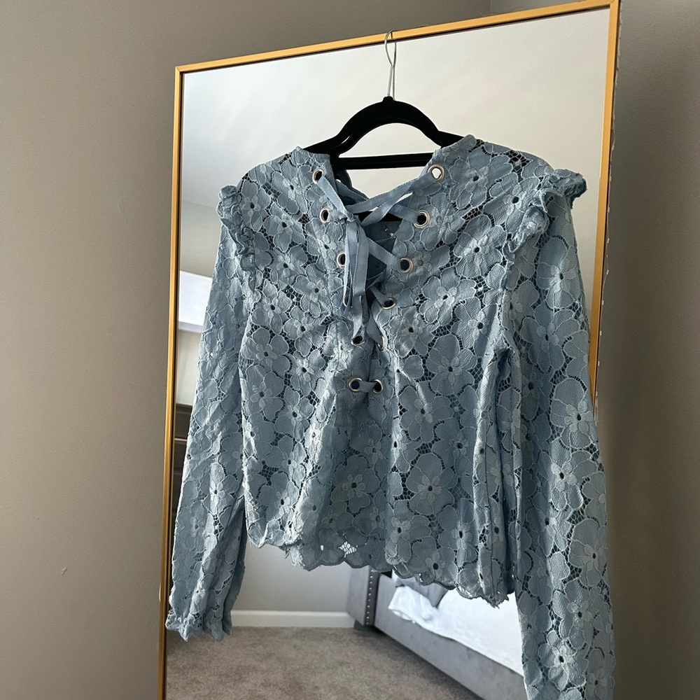 Blue Lace Cute Blouse H&M - Picture 4 of 6